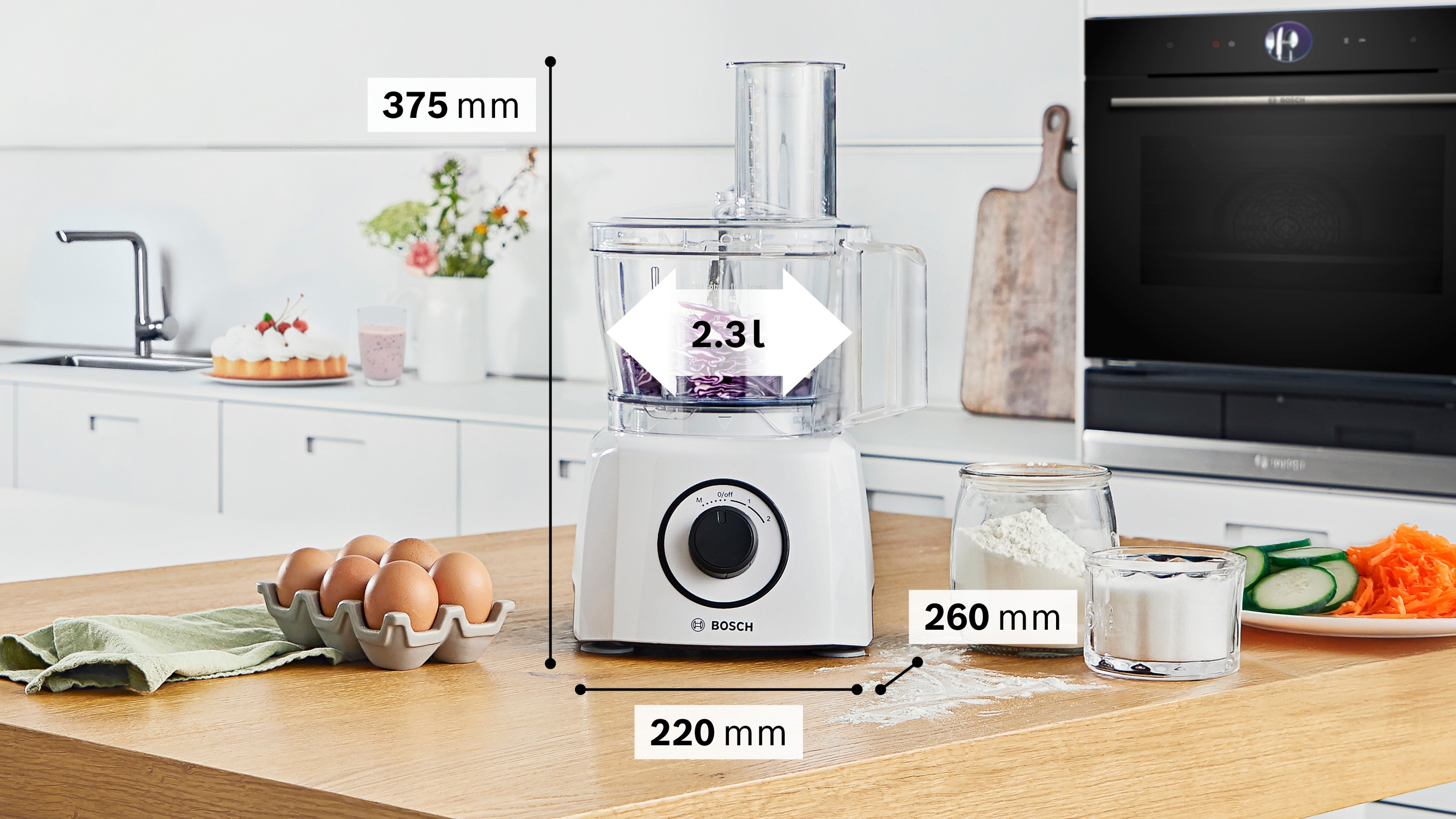 Food processor, MultiTalent 3, 800 W, White, White, MCM3230W