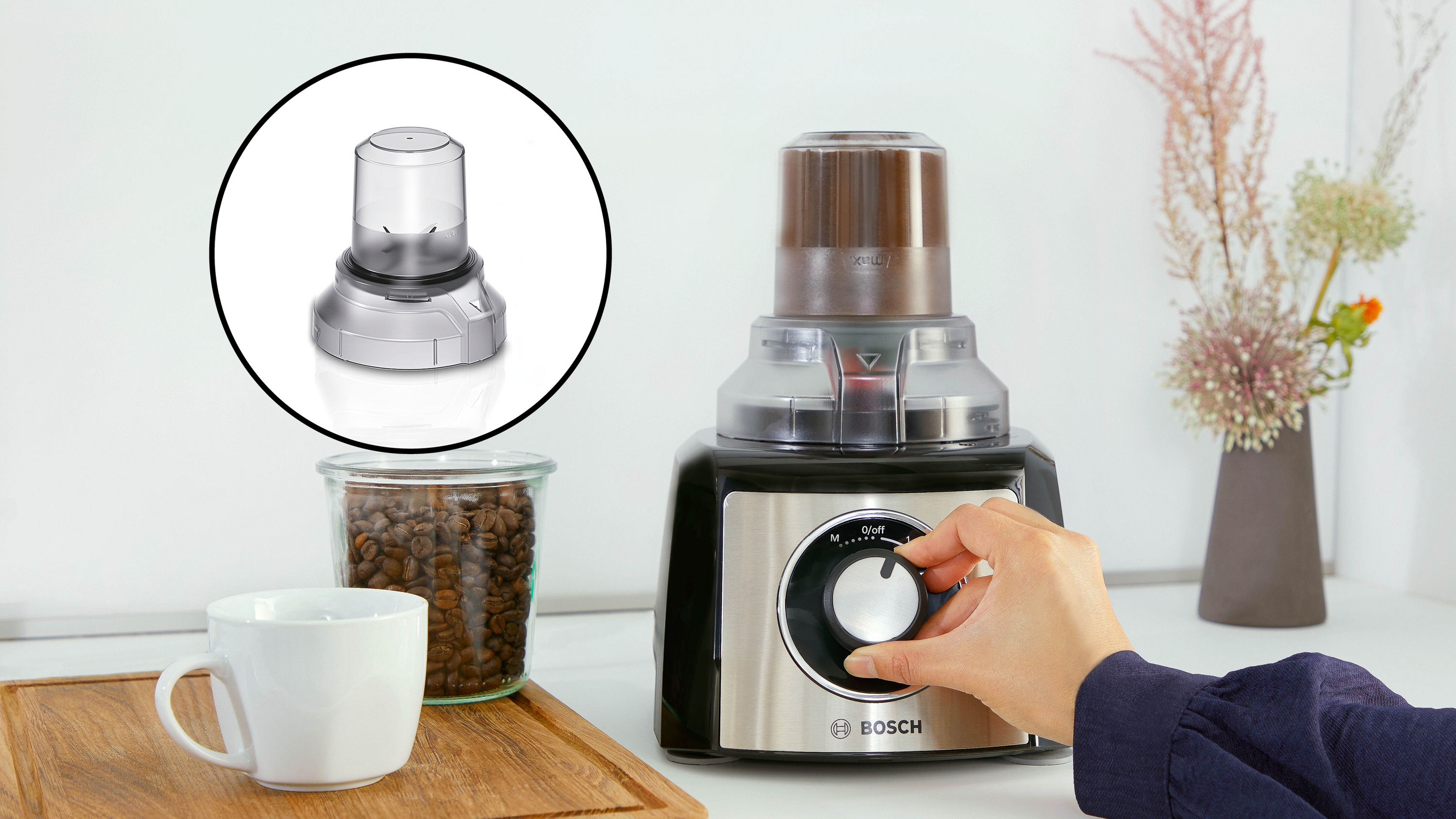 Food processor, MultiTalent 3, 800 W, Black, Brushed stainless steel, MCM3531M
