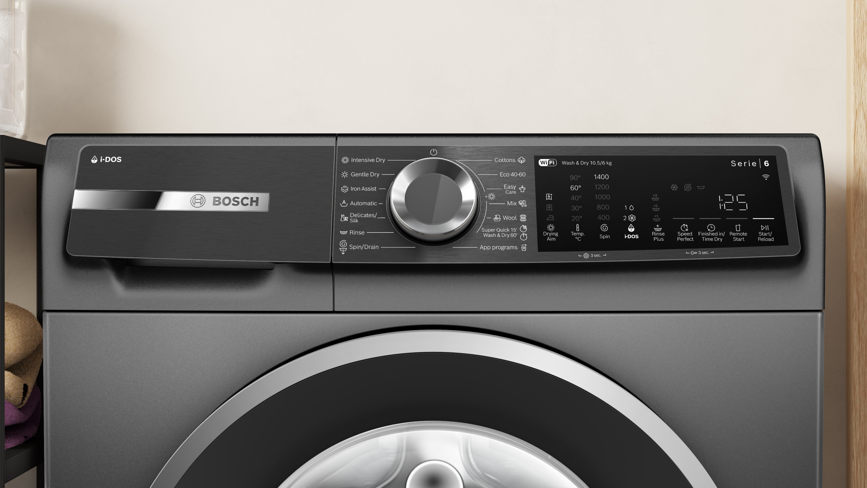 Series 6, washer-dryer, 10.5/6 kg, 1400 rpm, Cast iron grey, WNG254ARBY