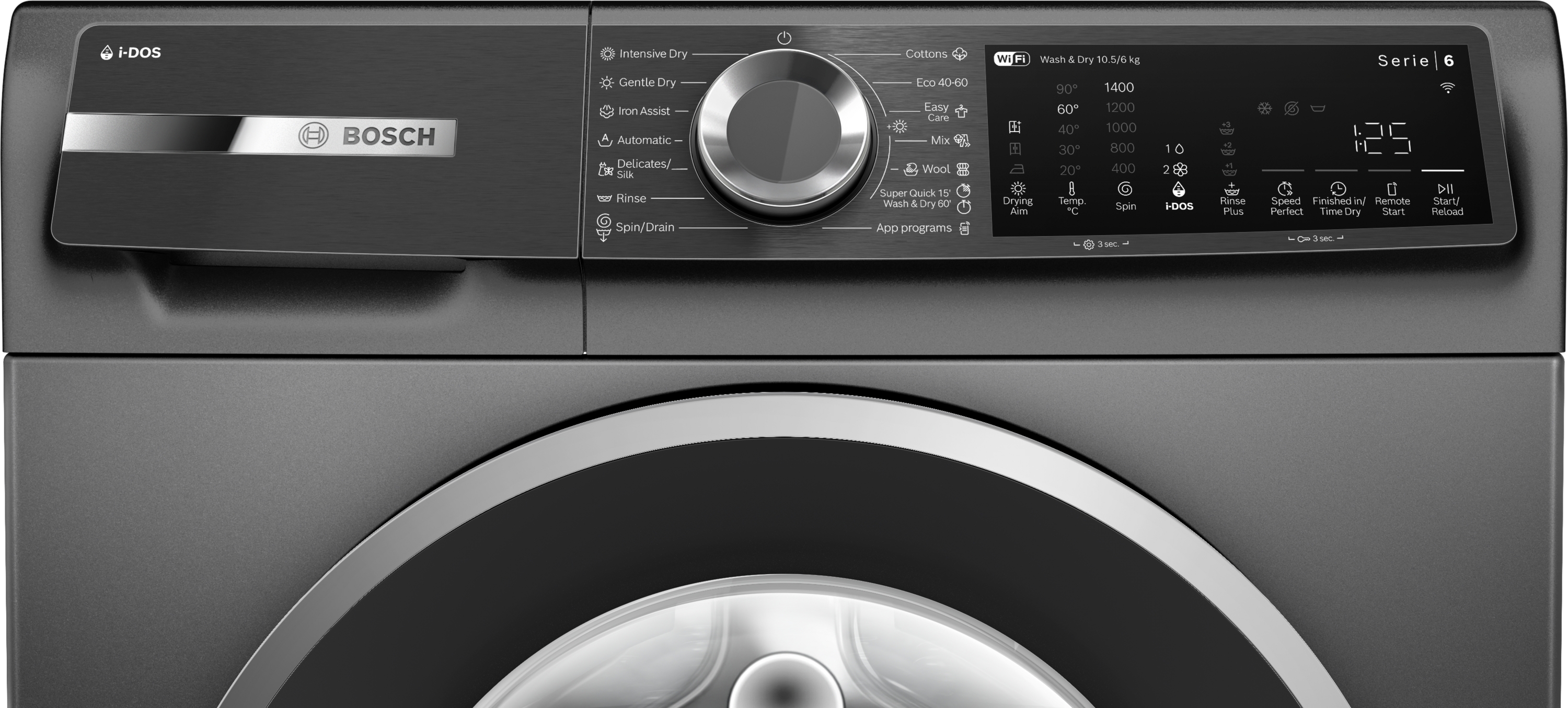 Series 6, washer-dryer, 10.5/6 kg, 1400 rpm, Cast iron grey, WNG254ARBY