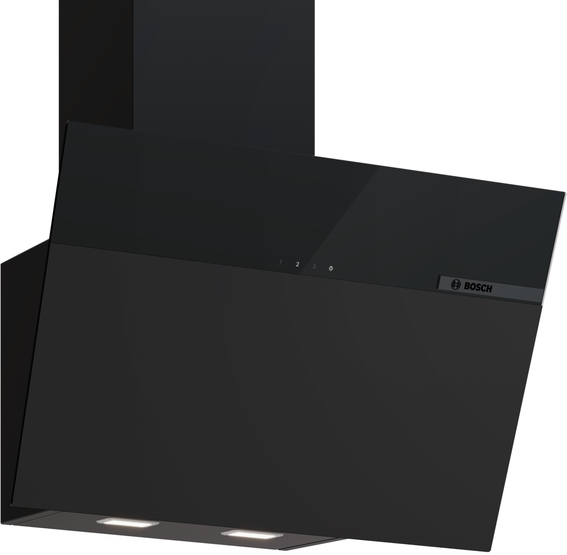 Series 4, wall-mounted cooker hood, 60 cm, Clear glass flat black printed, Matt black , DWK65DFA1