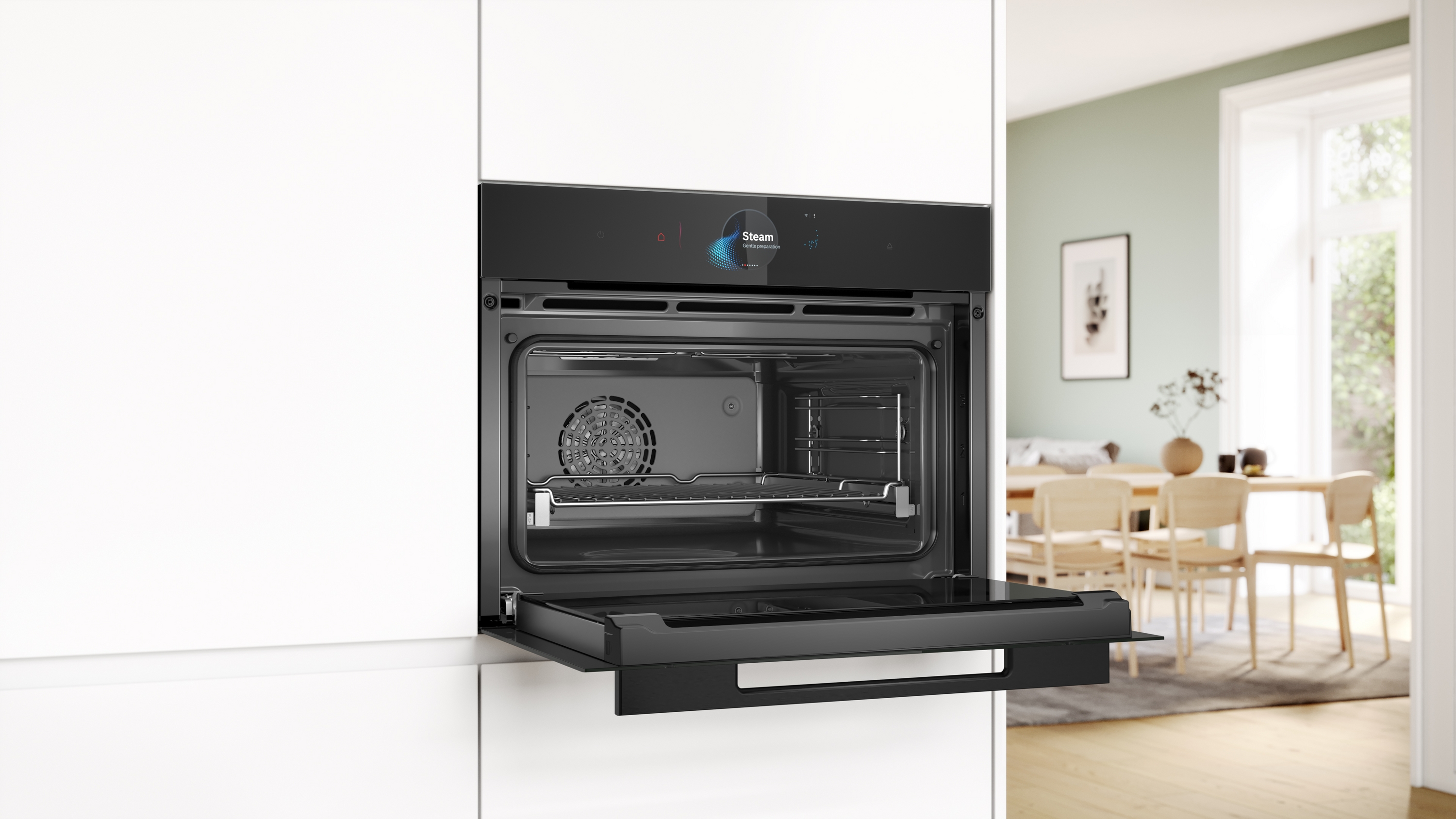 Series 8, Built-in compact oven with steam function, 60 x 45 cm, Black, CSG938DB2