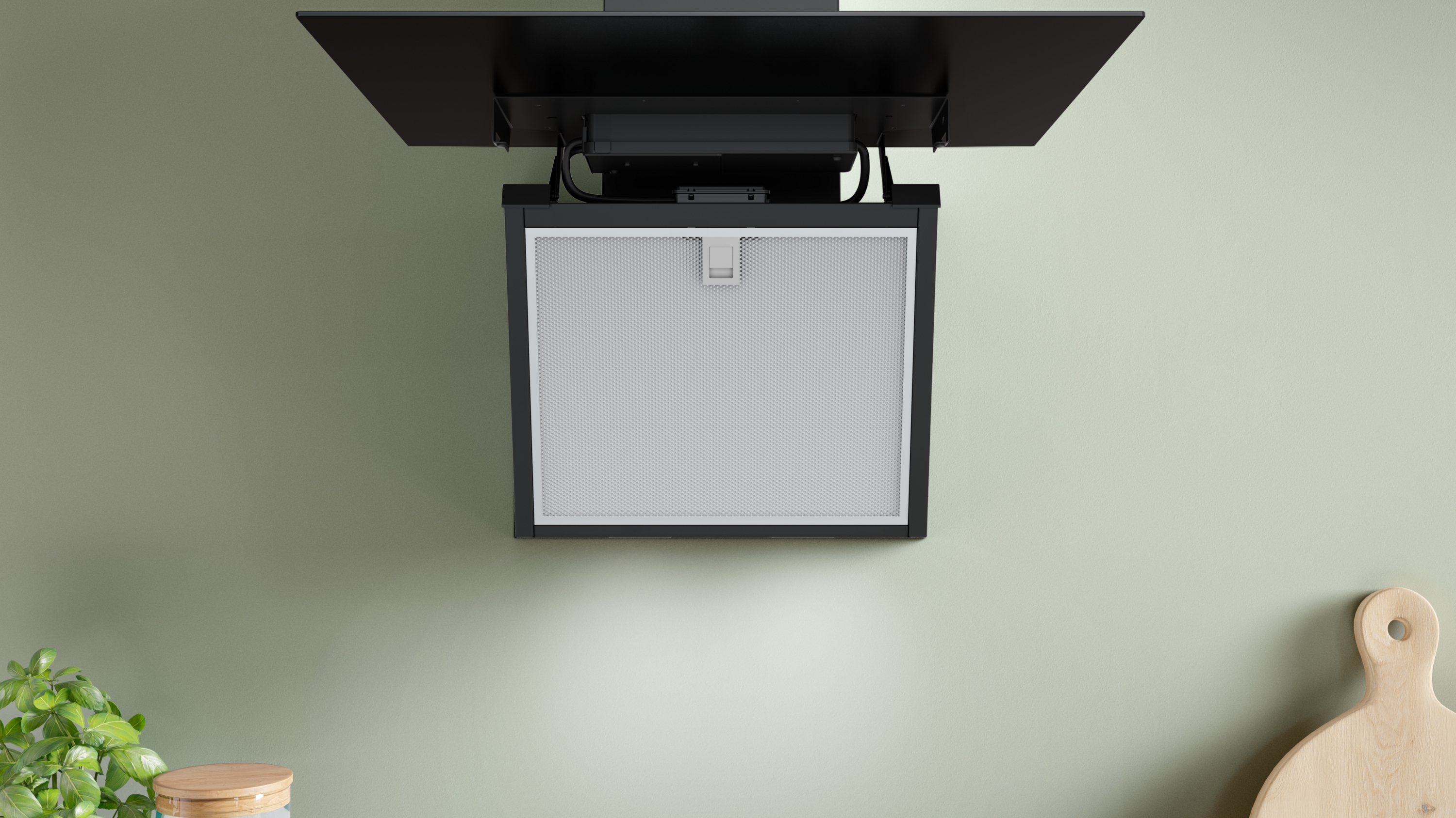 Series 4, wall-mounted cooker hood, 60 cm, Clear glass flat black printed, Matt black , DWK65DFA1