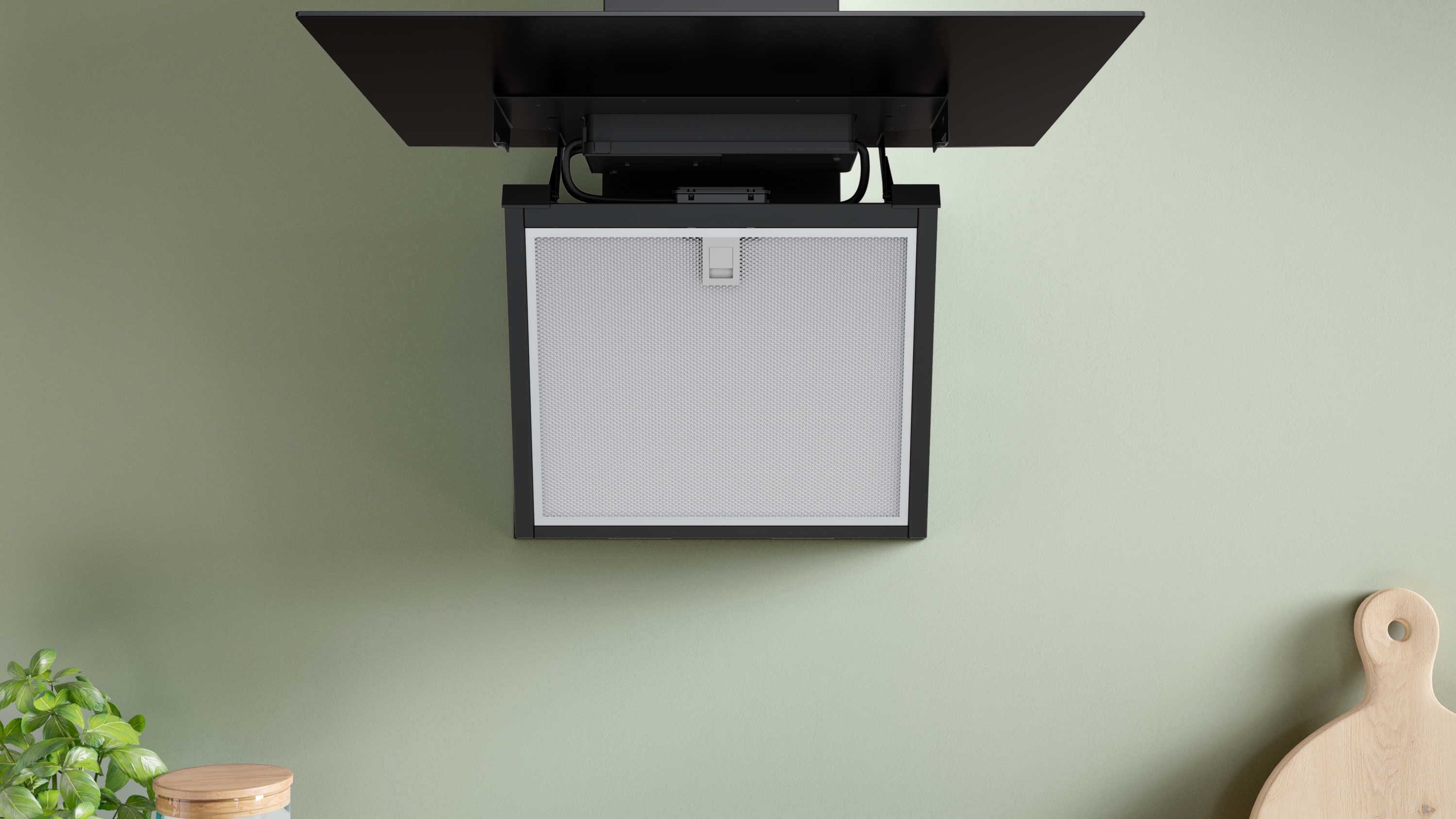 Series 4, wall-mounted cooker hood, 60 cm, clear glass black printed, Black, DWK65DF61