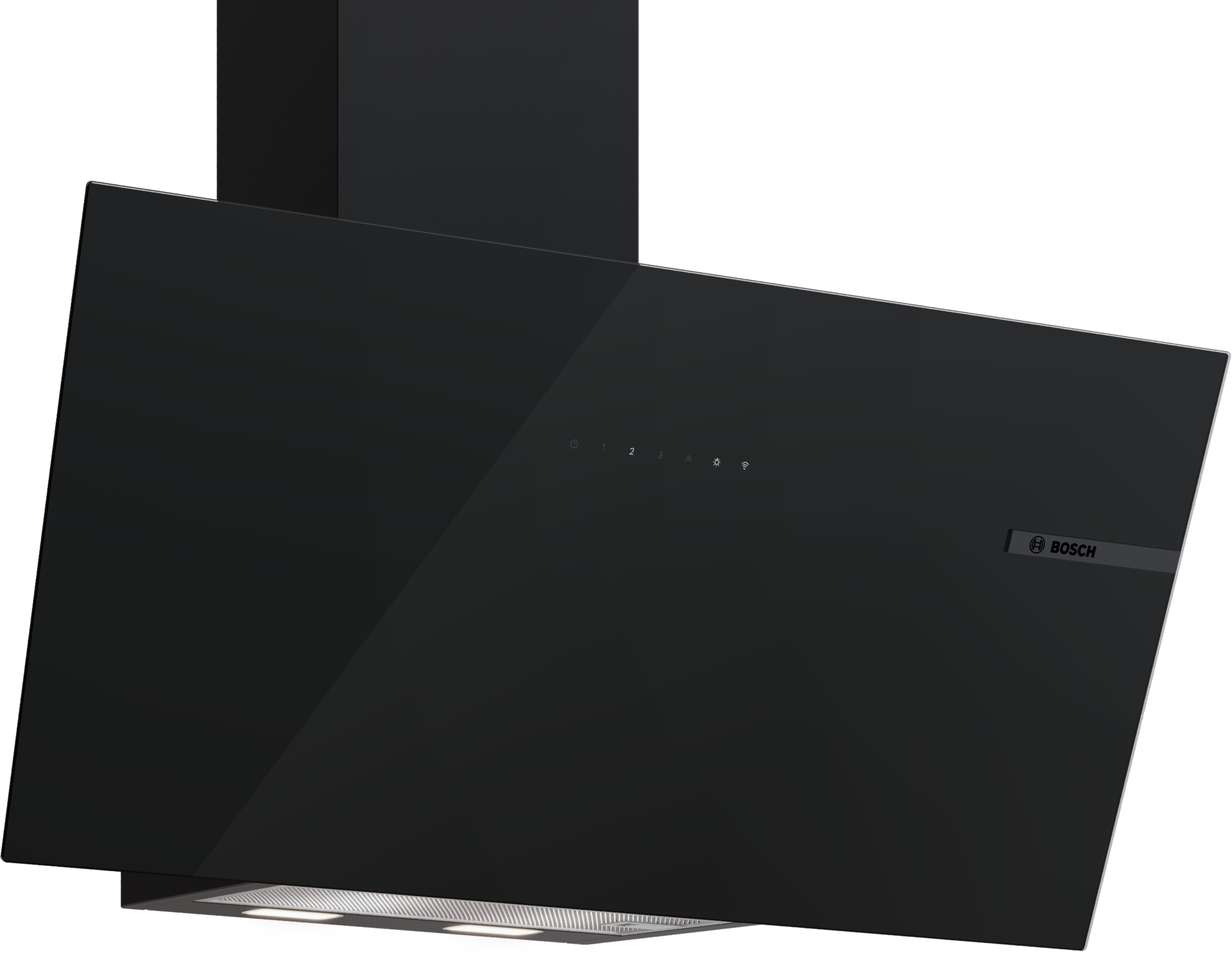 Series 6, wall-mounted cooker hood, 80 cm, clear glass black printed, Black, DWK87PN61