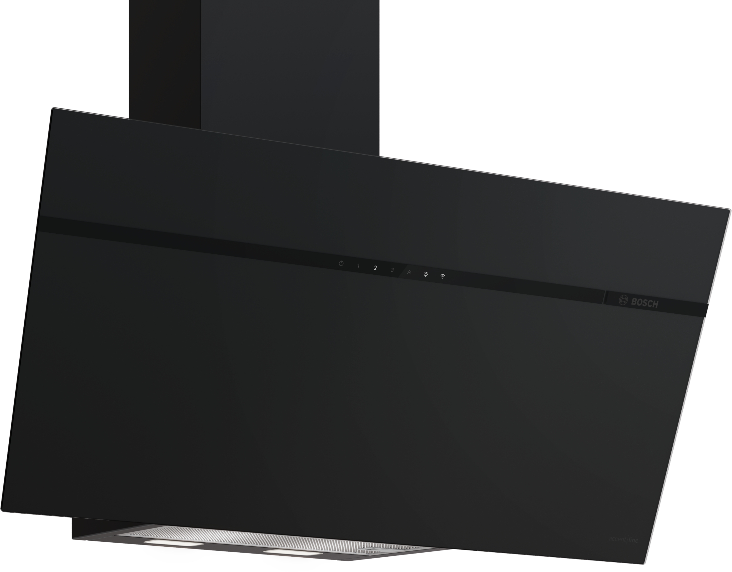 Series 6, wall-mounted cooker hood, 80 cm, Clear glass flat black printed, Matt black , DWK87PNB5