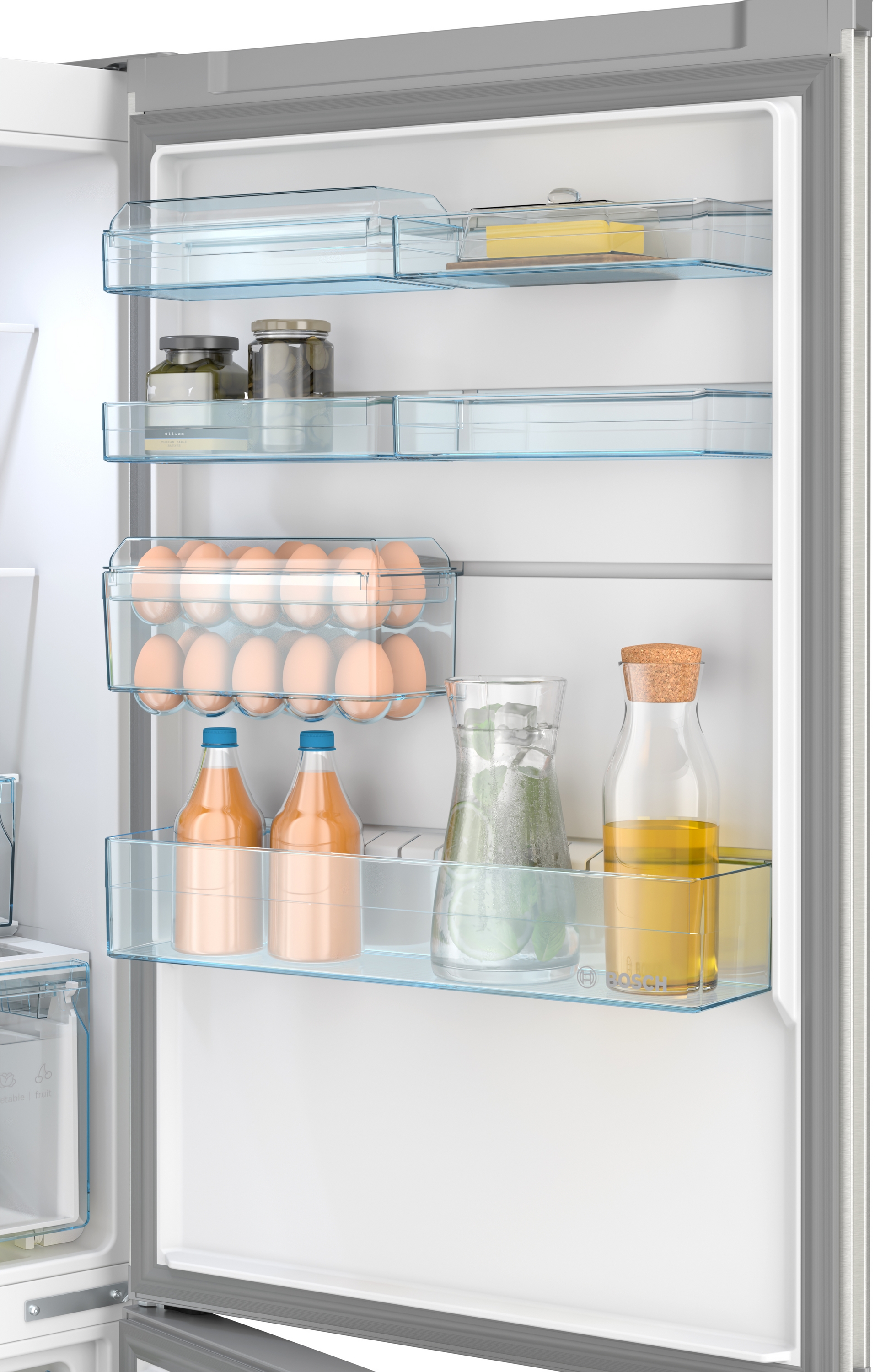 Series 4, free-standing fridge-freezer with freezer at bottom, 186.2 x 69.5 cm, Brushed steel (with anti-fingerprint), KGN56VPD0N