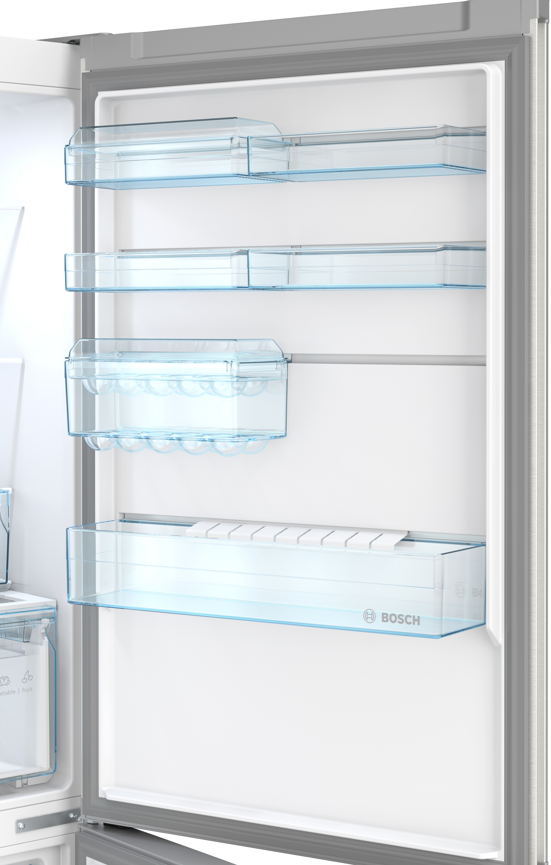 Series 4, free-standing fridge-freezer with freezer at bottom, 186.2 x 69.5 cm, Brushed steel (with anti-fingerprint), KGN56VPD0N