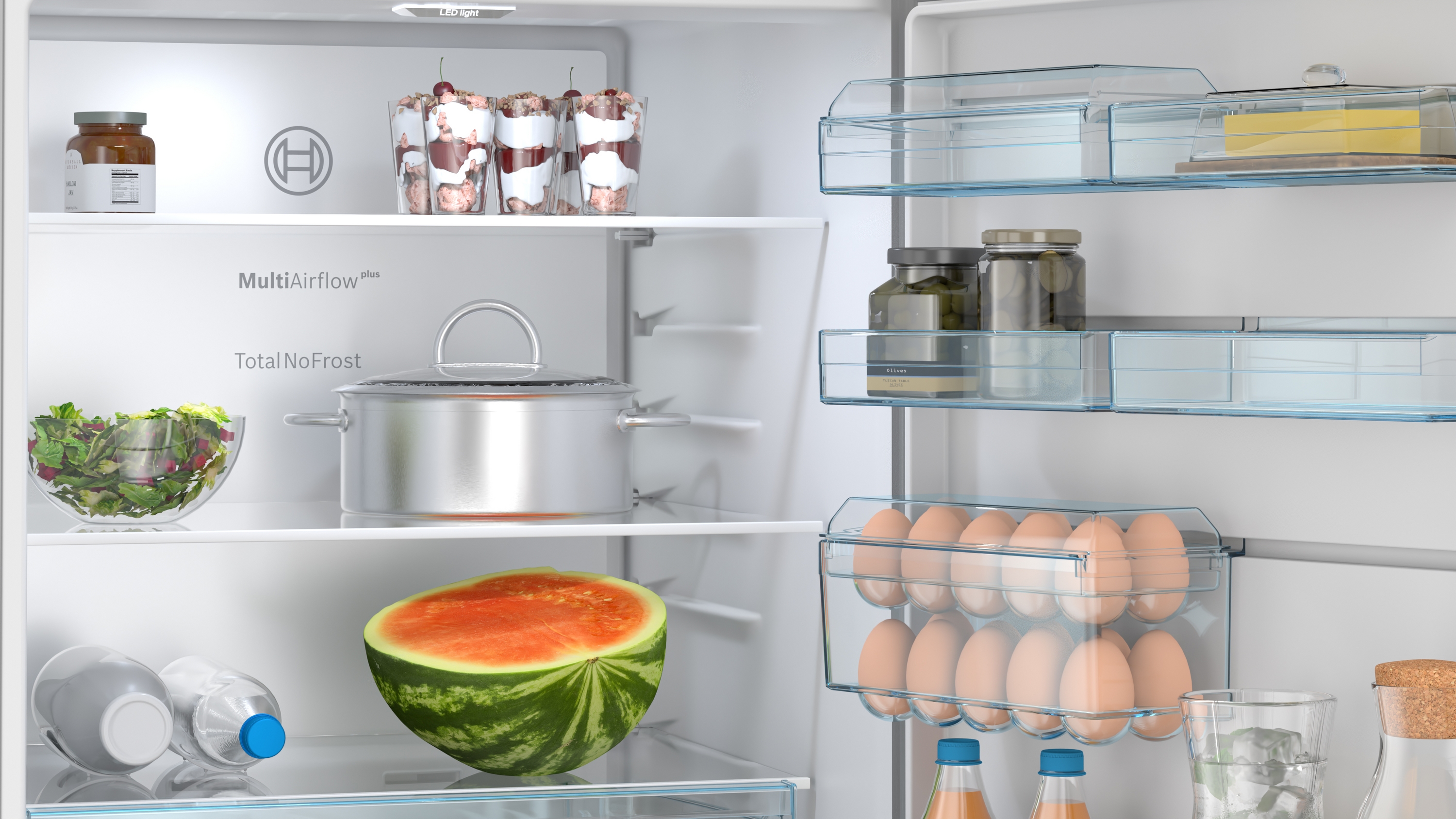 Series 4, free-standing fridge-freezer with freezer at bottom, 186.2 x 69.5 cm, Brushed steel (with anti-fingerprint), KGN56VPD0N