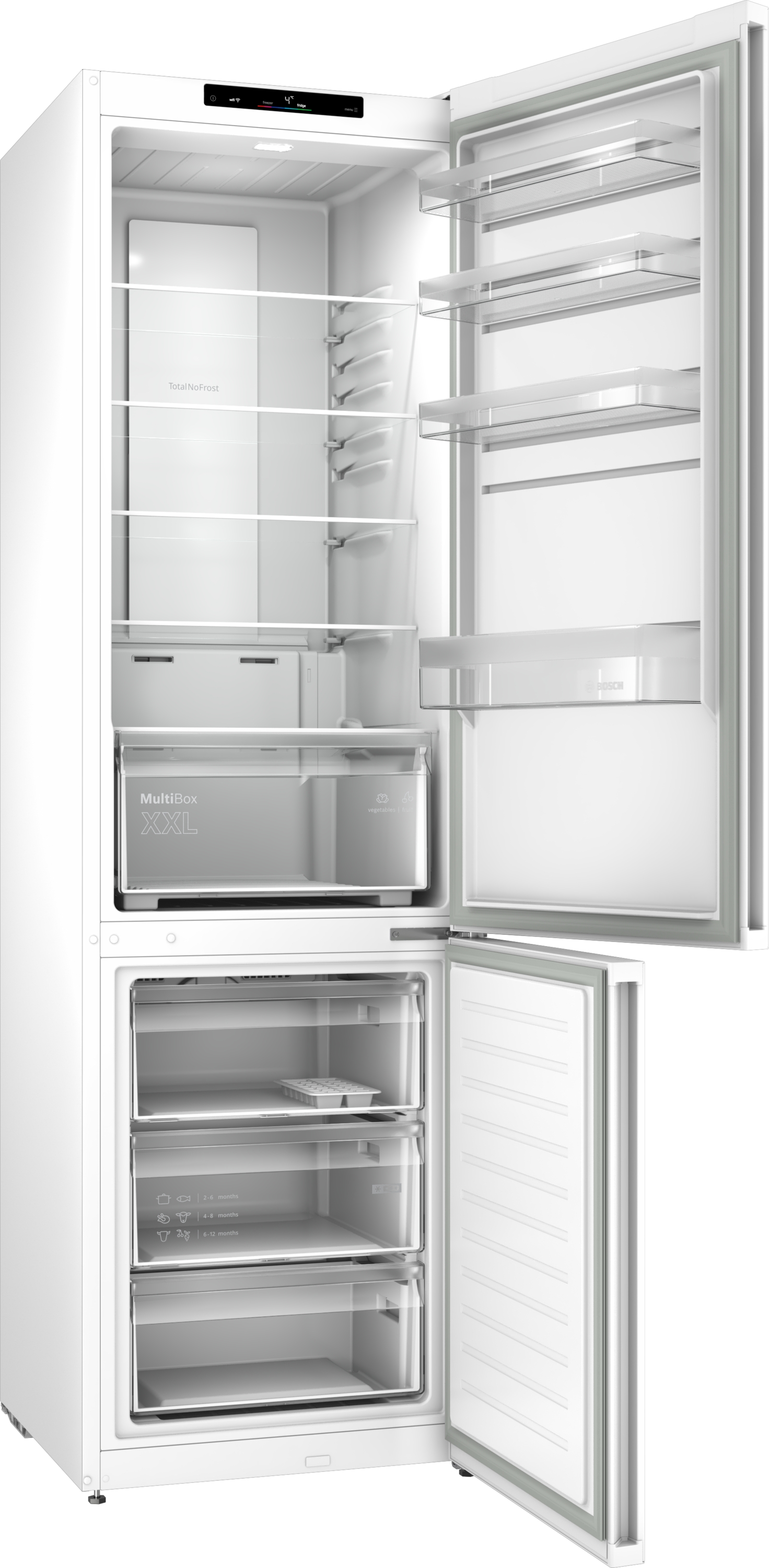 Series 2, free-standing fridge-freezer with freezer at bottom, 203.2 x 59.5 cm, White, Total No Frost, KGN39NWDK