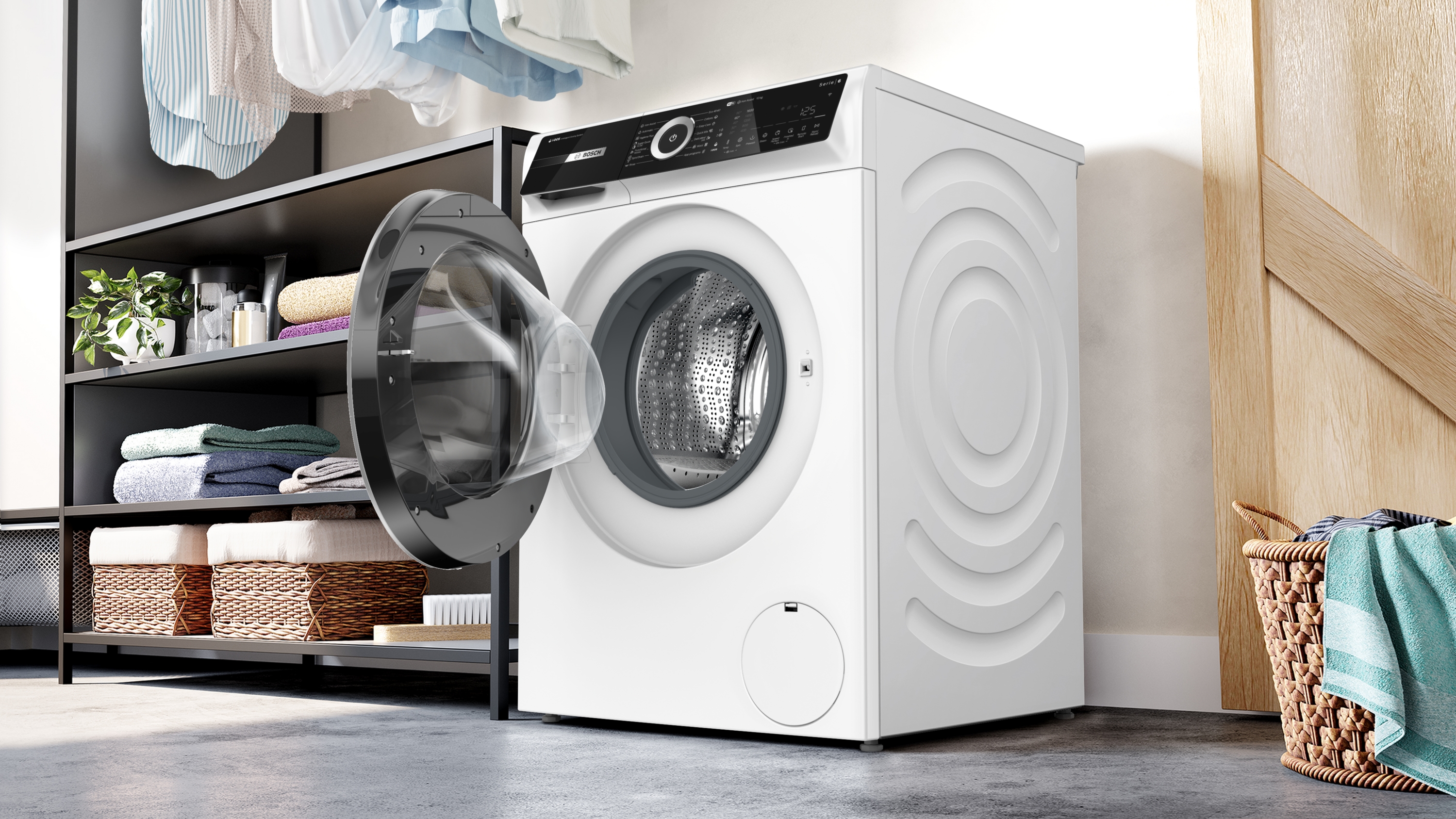 Series 6, washing machine, frontloader fullsize, 10 kg, 1600 rpm, WGN256A0BY