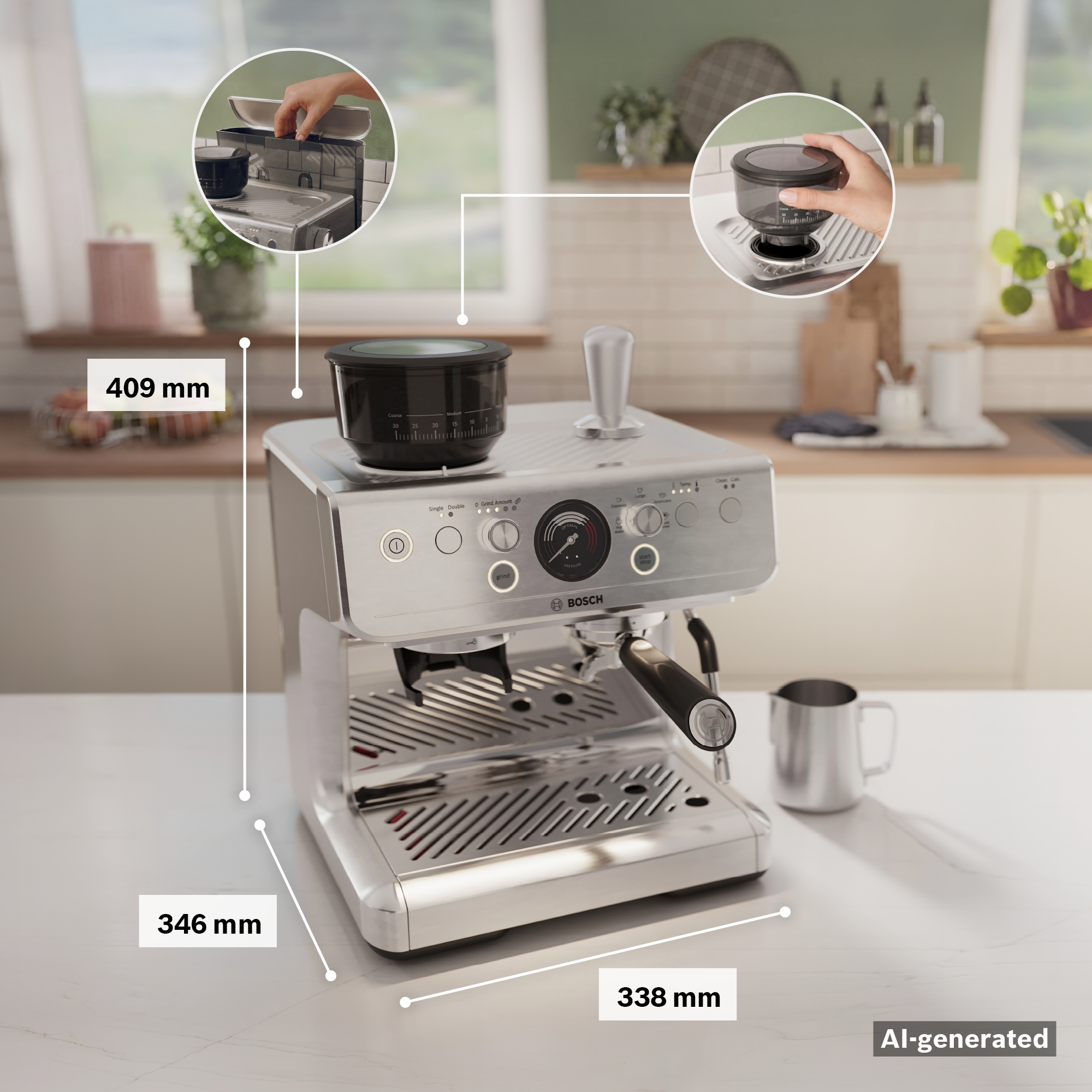 Serija 4, Semi Automatic Coffee Maker, Nerđajući čelik, PFE403C3