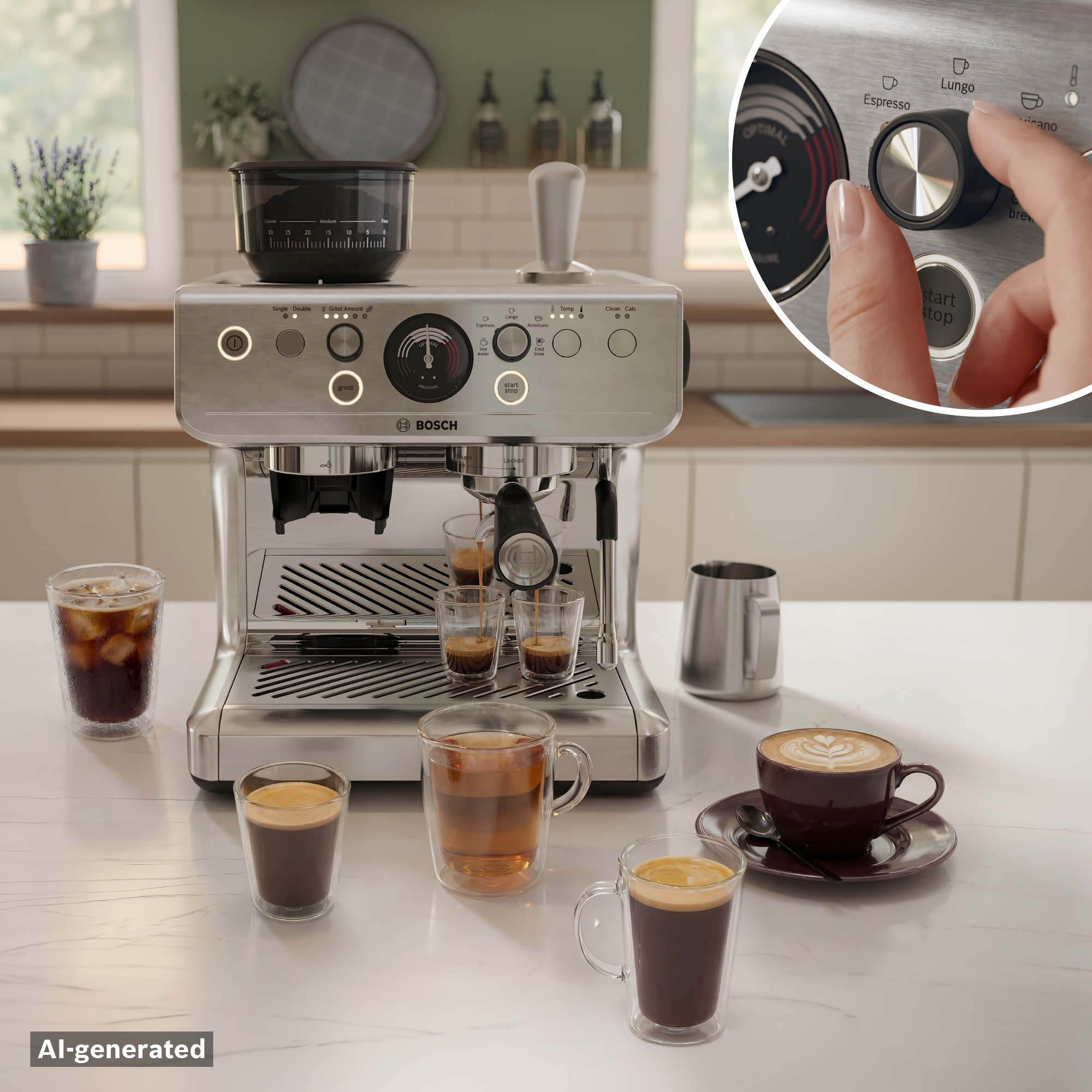 Series 4, Semi Automatic Coffee Maker, Stainless steel, PFE401B3