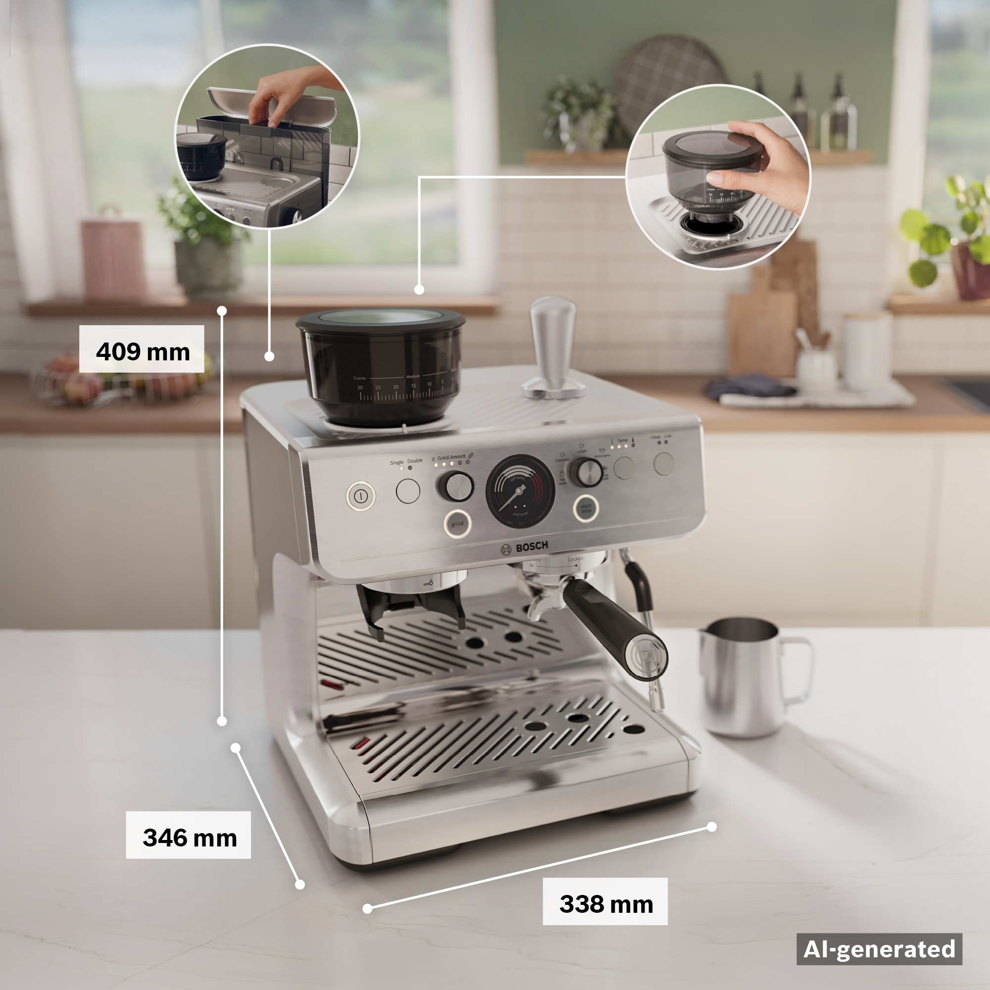 Series 4, Semi Automatic Coffee Maker, Stainless steel, PFE401B3