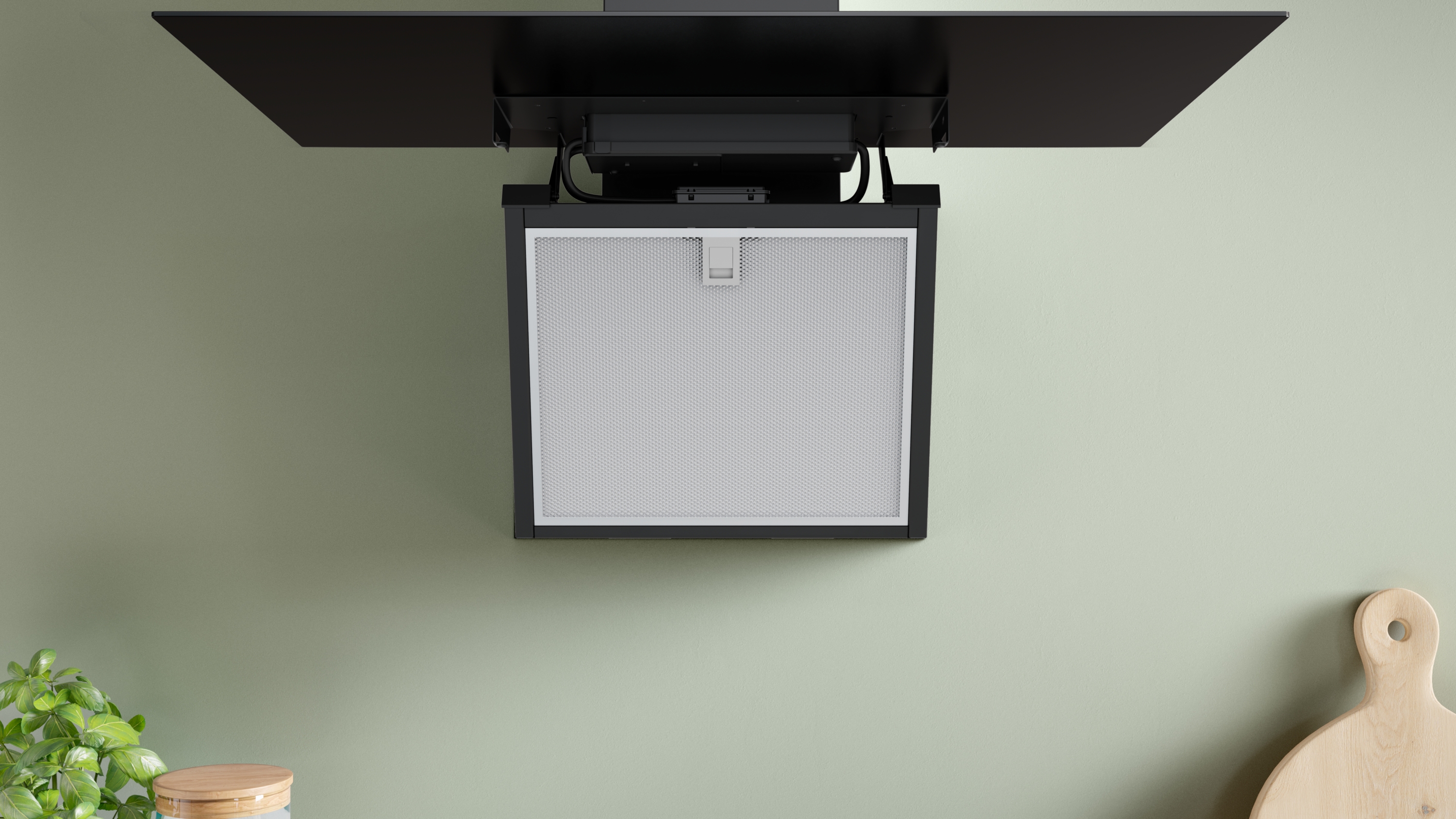 Series 6, wall-mounted cooker hood, 80 cm, clear glass black printed, Black, DWK87PN65