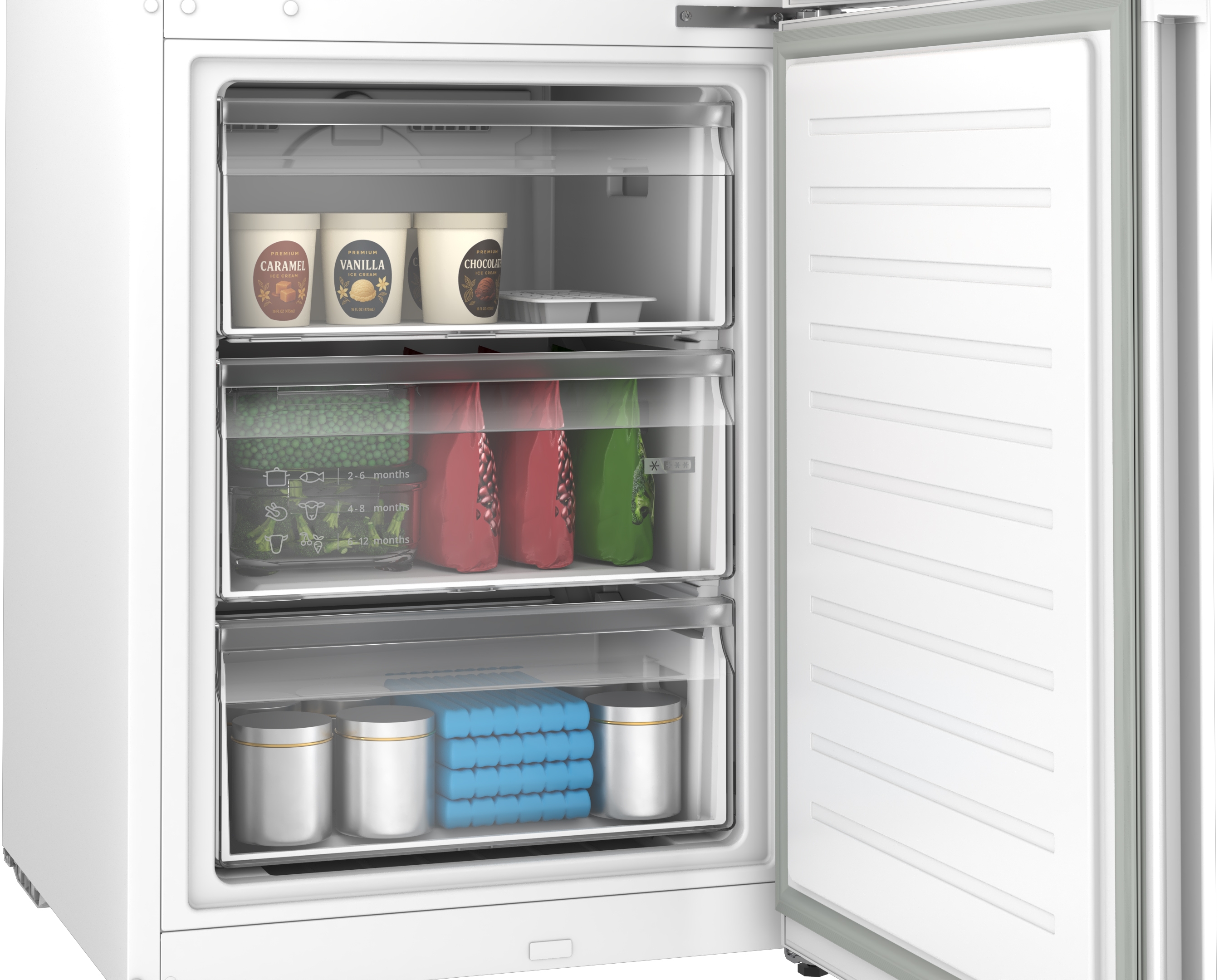 Series 2, free-standing fridge-freezer with freezer at bottom, 203.2 x 59.5 cm, White, Total No Frost, KGN39NWDK
