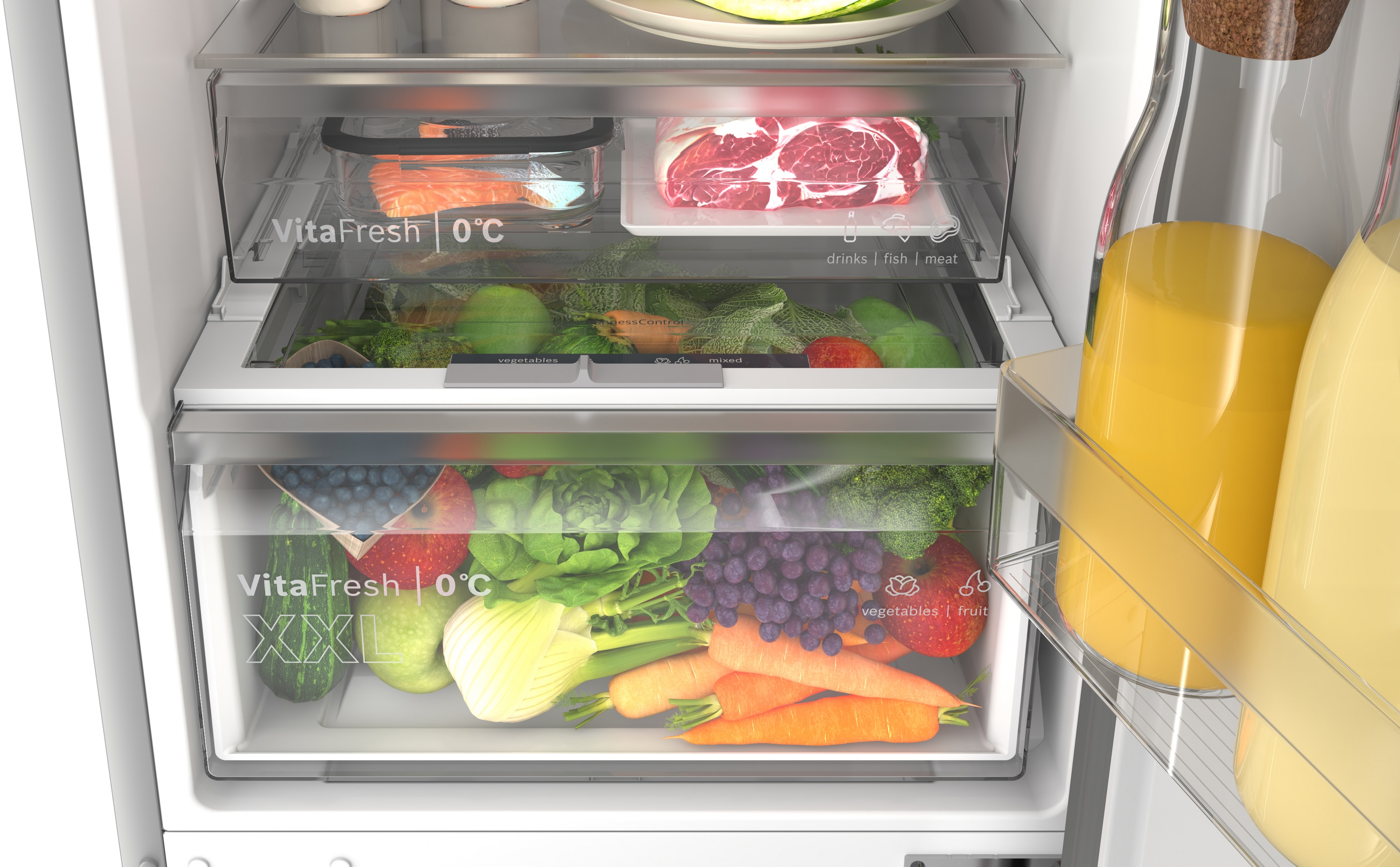 Series 4, free-standing fridge-freezer with freezer at bottom, 203.2 x 59.5 cm, Stainless steel look, KGN39VLCW