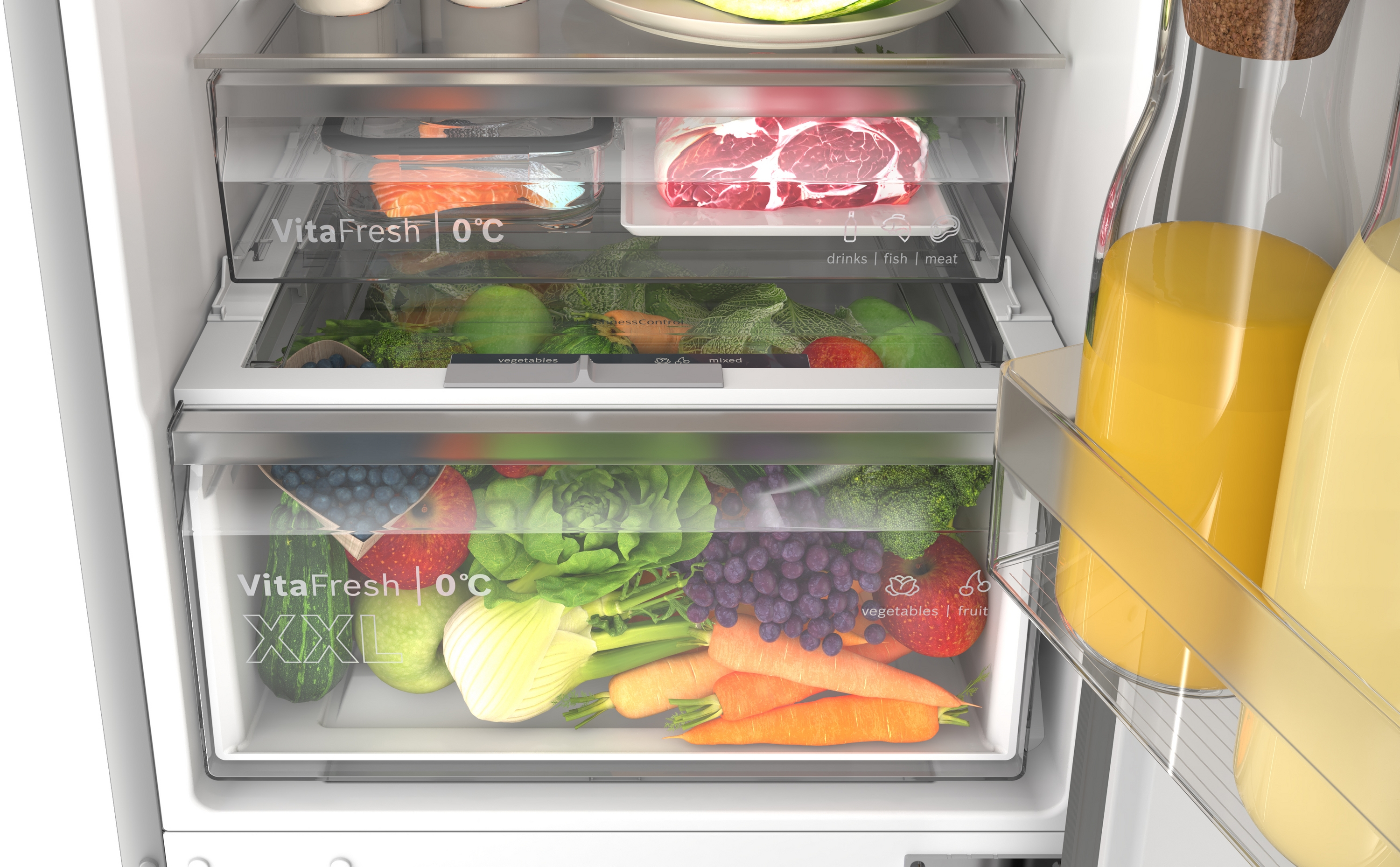 Series 4, free-standing fridge-freezer with freezer at bottom, 203.2 x 59.5 cm, Stainless steel look, KGN39VLDK