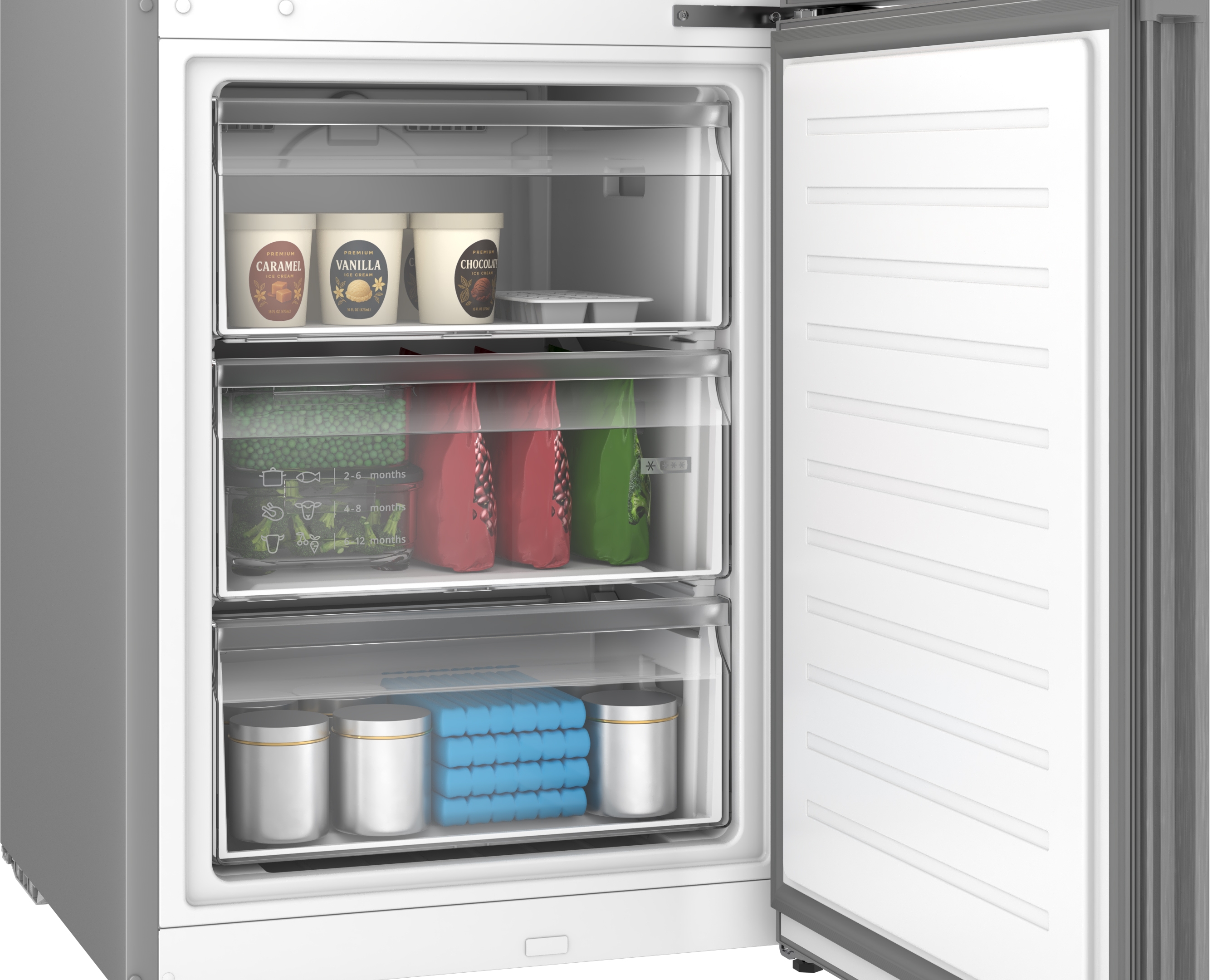 Series 4, free-standing fridge-freezer with freezer at bottom, 203.2 x 59.5 cm, Stainless steel look, KGN39VLDK