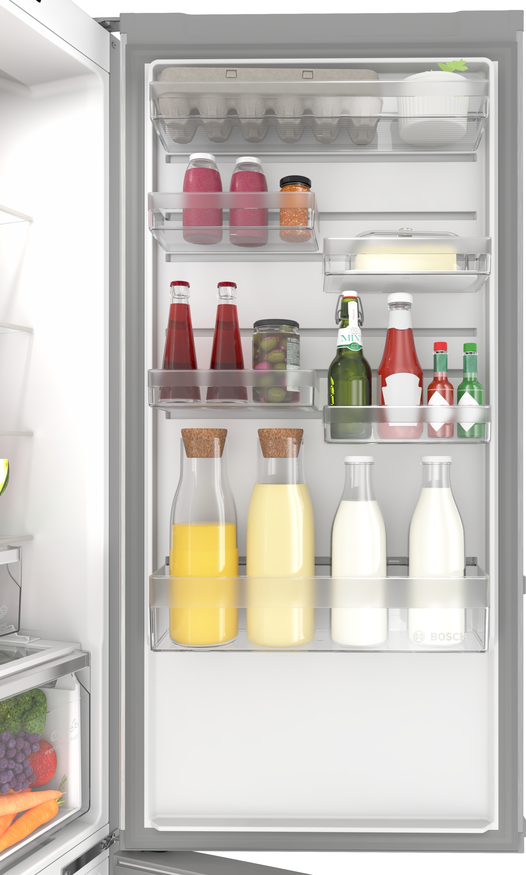 Series 4, free-standing fridge-freezer with freezer at bottom, 203.2 x 59.5 cm, Stainless steel look, KGN39VLCW