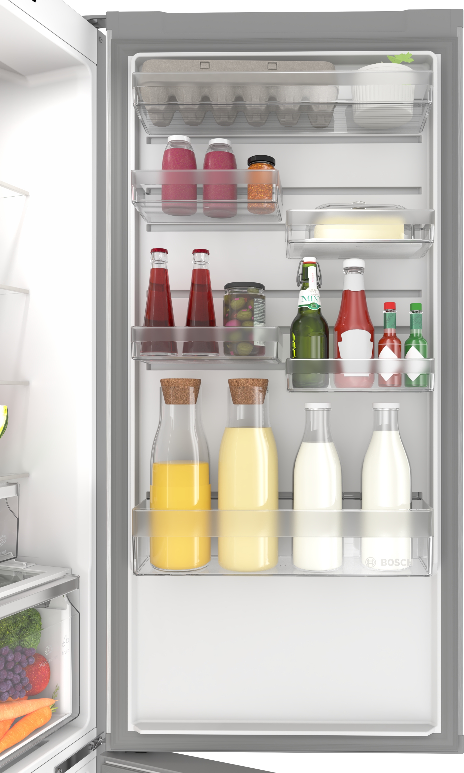 Series 4, free-standing fridge-freezer with freezer at bottom, 203.2 x 59.5 cm, Stainless steel look, KGN39VLDK