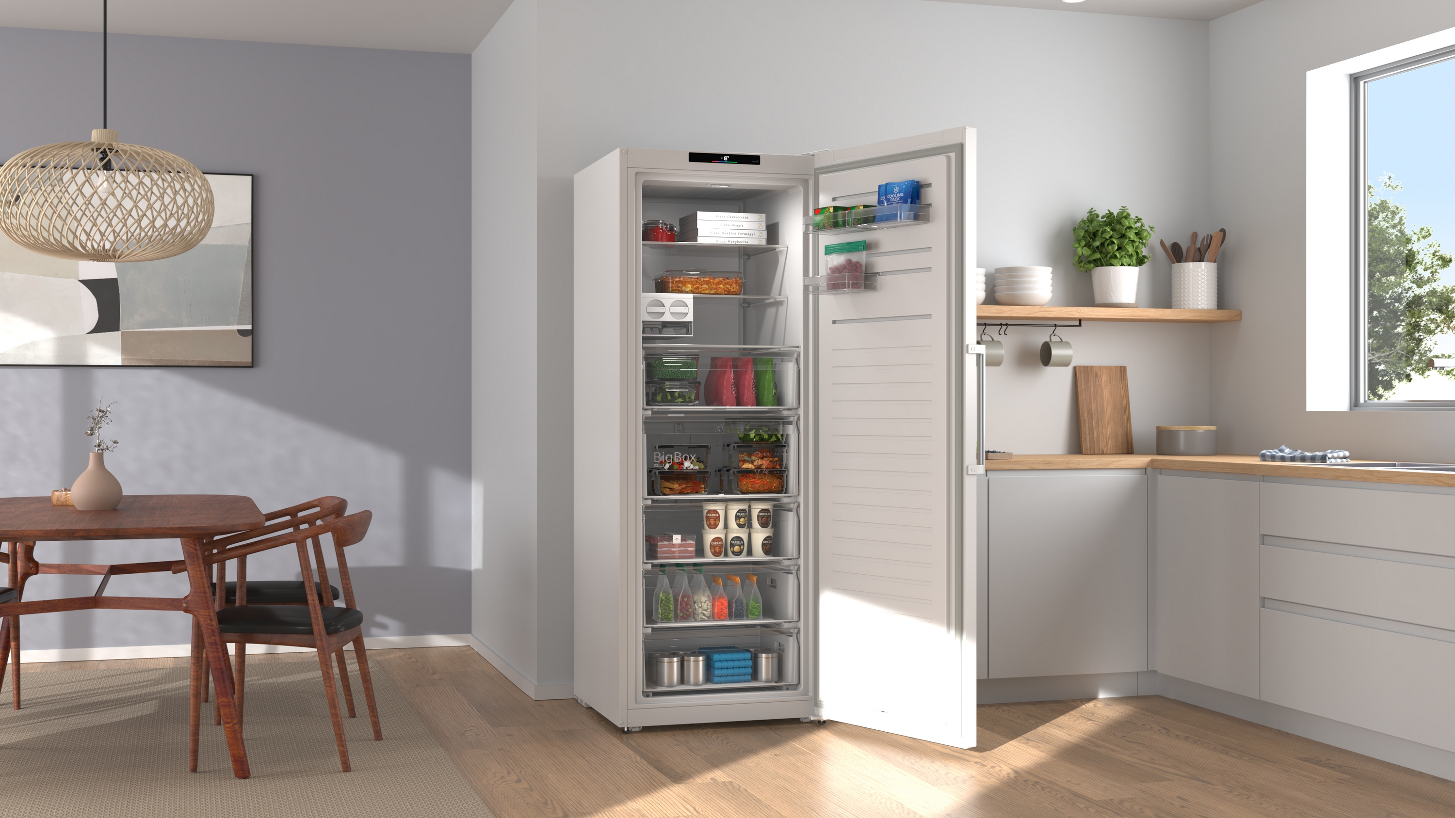 Series 4, free-standing freezer, 186.2 x 69.5 cm, White, GSN566WCG