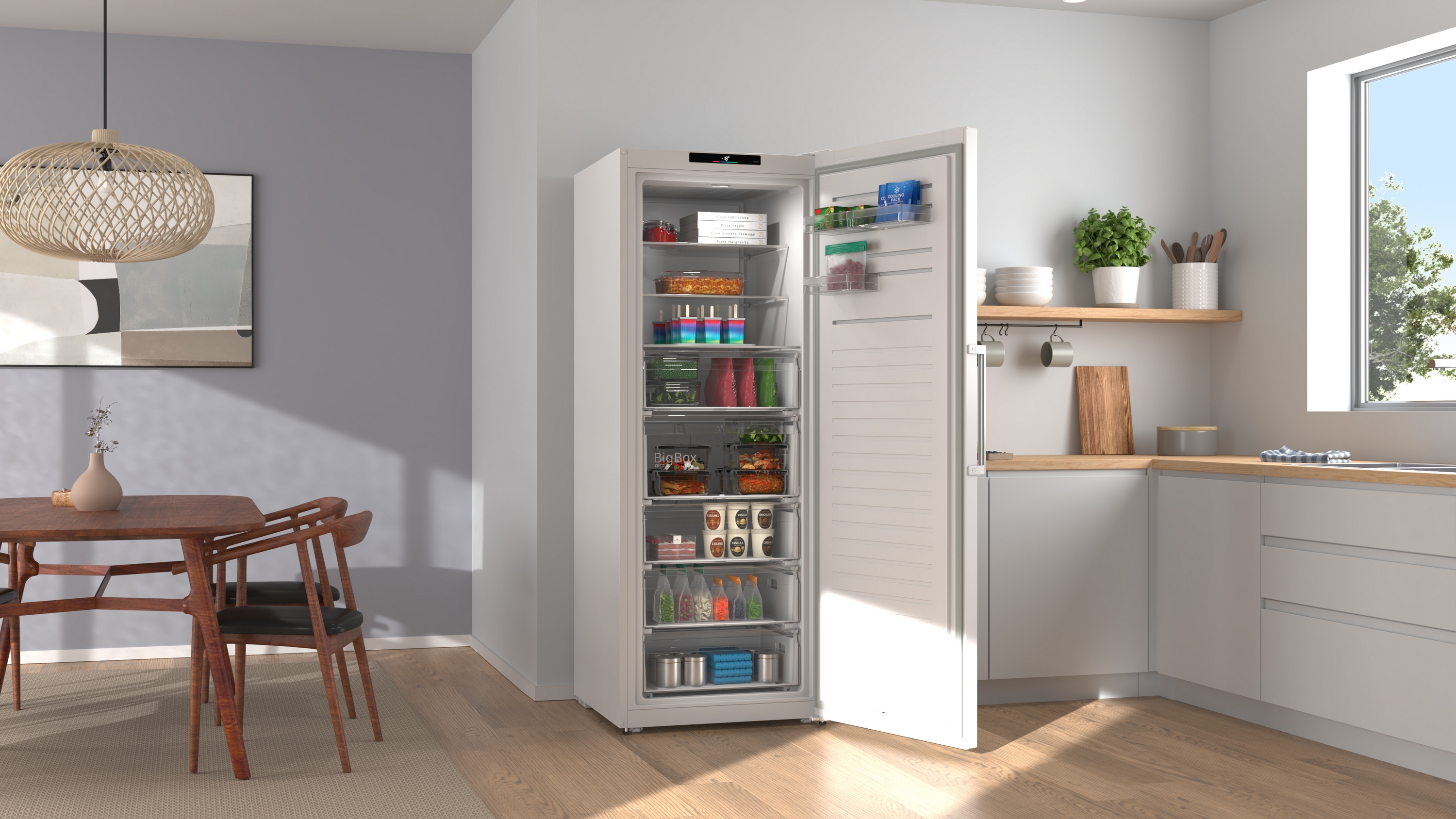 Series 4, free-standing freezer, 186.2 x 69.5 cm, White, GSN56VWDG