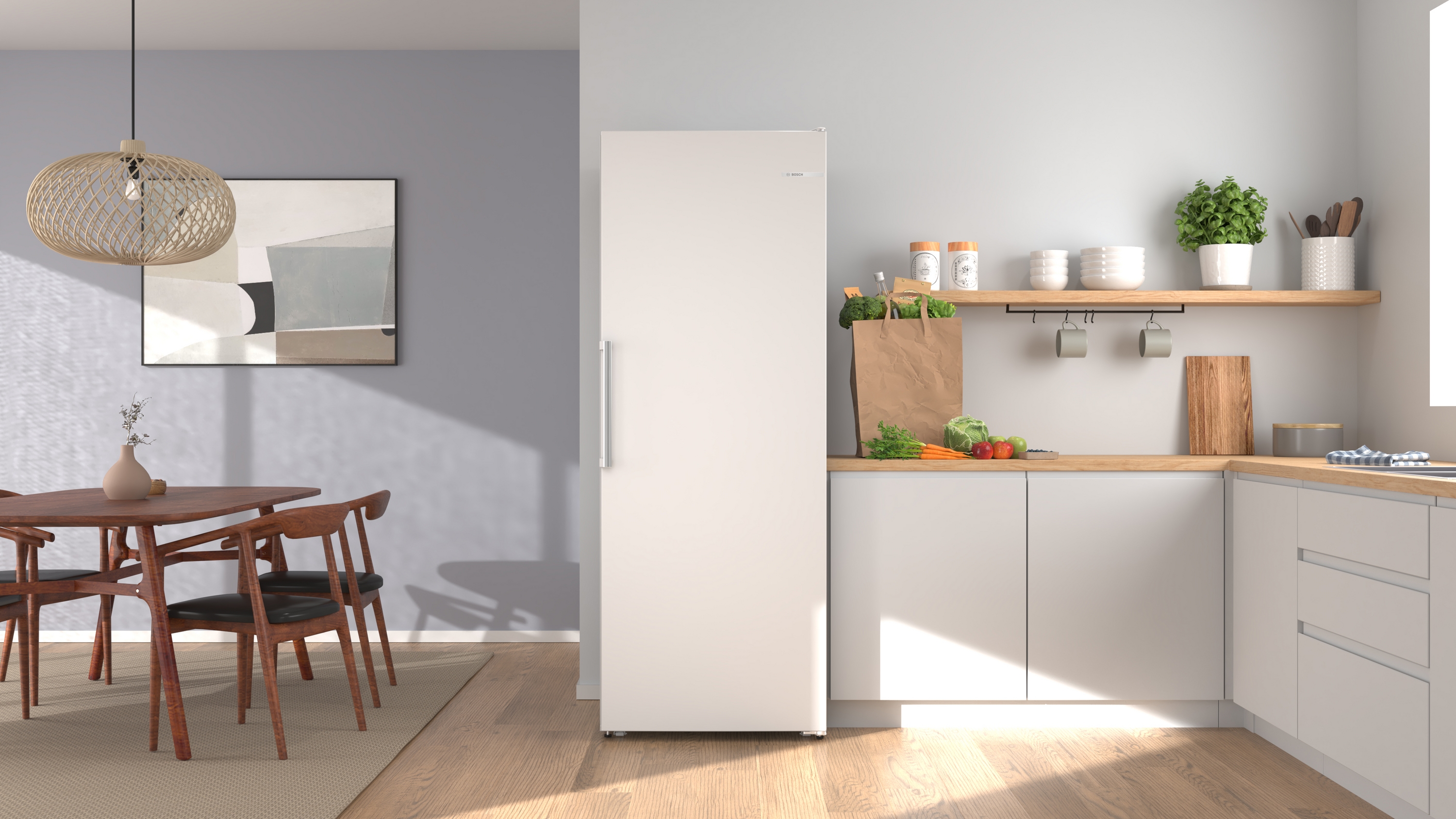 Series 4, free-standing freezer, 186.2 x 69.5 cm, White, GSN56VWDG