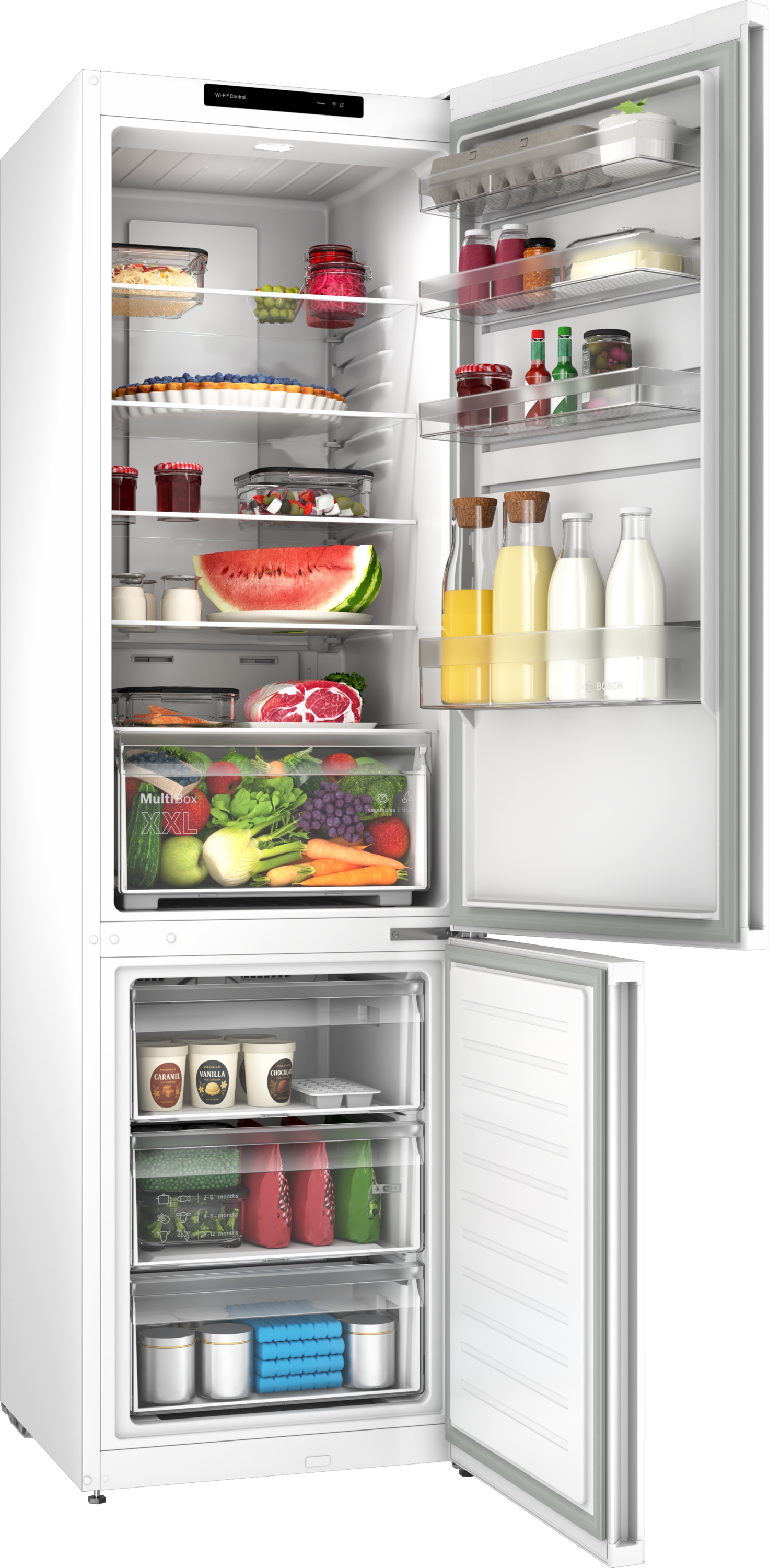 Series 2, free-standing fridge-freezer with freezer at bottom, 203.2 x 59.5 cm, White, Total No Frost, KGN39TWEK